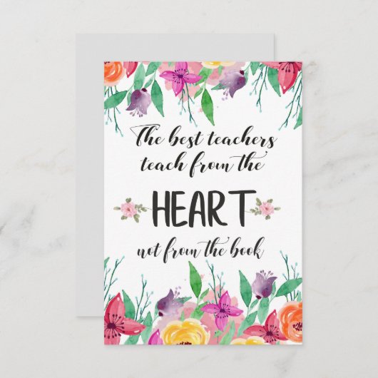 Carte Meilleur enseignant Appréciation devis cadeau Merc (Devant / Derrière)