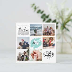 Carte Meilleur enseignant jamais personnalisé Collage ph