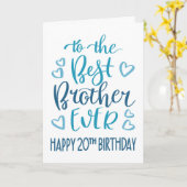 Carte Meilleur Frère 20e anniversaire Typographie en ble (Fleur jaune)