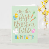 Carte Meilleur Frère Joyeux Joyeux Typographie de Pâques (Fleur jaune)