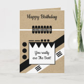 Carte Meilleur Grand Jour noir et blanc rustique Anniver (Devant)