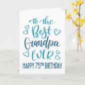 Carte Meilleur grand-père 75e anniversaire Typographie e (Fleur jaune)
