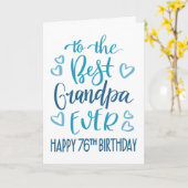 Carte Meilleur grand-père 76e anniversaire Typographie e (Fleur jaune)