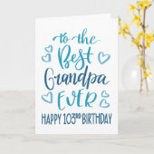Carte Meilleur grand-père Ever 103 Typographie d'anniver (Fleur jaune)