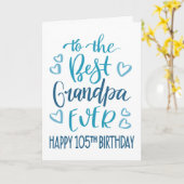 Carte Meilleur grand-père Ever 105 Typographie d'anniver (Fleur jaune)