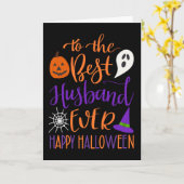 Carte Meilleur mari Halloween jamais en orange et violet (Fleur jaune)