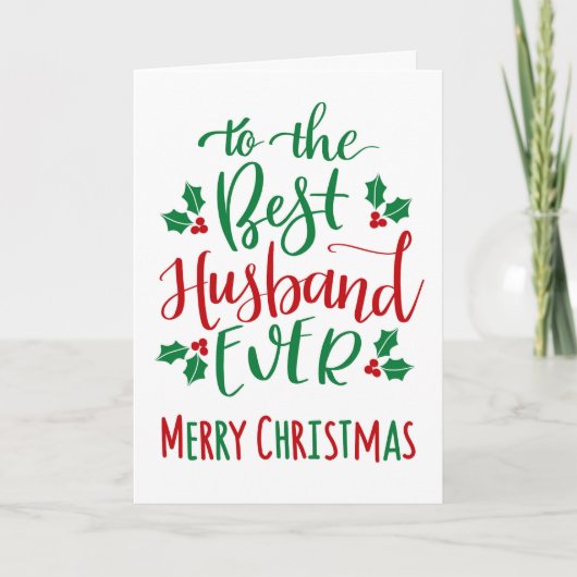 Carte Meilleur Mari Joyeux Noël Typographie (Devant)