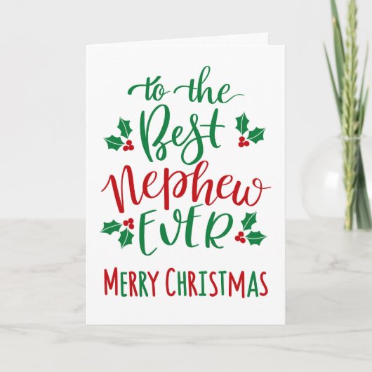 Carte Meilleur Nephew Joyeux Noël Typographie (Devant)