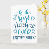 Carte Meilleur Neveu Ever 35e Anniversaire Typographie e (Fleur jaune)