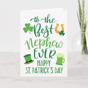 Carte Meilleur Neveu Ever Typographie de la Saint-Patric