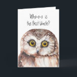 Carte Meilleur oncle drôle Birthday Bird Humor de petit<br><div class="desc">Meilleur oncle drôle Birthday Bird Humor de petit hibou</div>