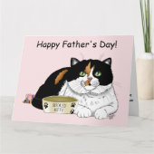 Carte Meilleur Papa Chat Calico Gâté Fête des Pères Rose (Devant)