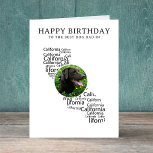Carte Meilleur papa chien de Californie Photo Anniversai