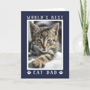 Carte Meilleur Papa de Chat du Monde Photo Bleu Marine A