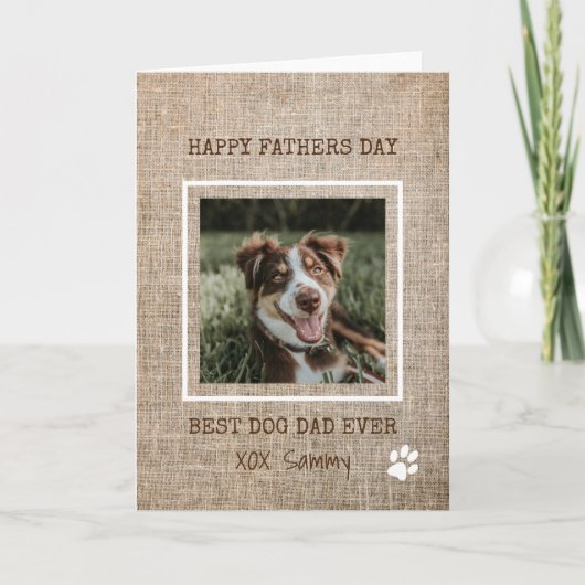 Carte Meilleur Papa de Chien Ever Burlap Photo Fête des  (Devant)