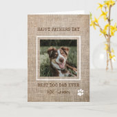 Carte Meilleur Papa de Chien Ever Burlap Photo Fête des  (Fleur jaune)