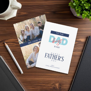 Carte Meilleur Papa du Monde Bleu Joyeuse Fête des Pères