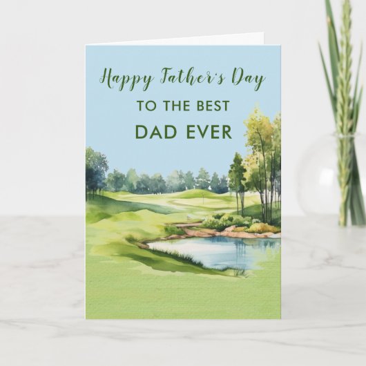 Carte Meilleur papa Ever Aquarelle Golf Thème Fête des p (Devant)