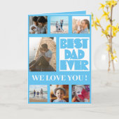 Carte Meilleur papa Jamais Bleu & Blanc Photo Collage (Fleur jaune)