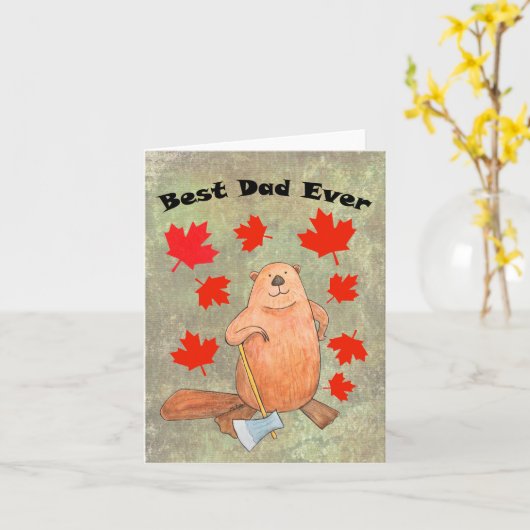 Carte Meilleur Papa Jamais Castor Travailleur Dur Papa C (Fleur jaune)