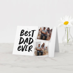 Carte Meilleur papa jamais tendance deux photo noir Fête
