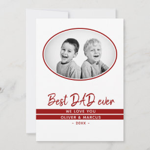 Carte Meilleur Papa Moderne Écriture Rouge Photo Fête de