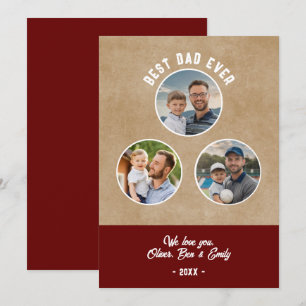 Carte Meilleur Papa Rustique 3 Photos Cadeau de la Fête