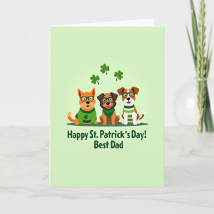 Carte Meilleur Papa St Patrick en Or Faux