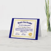 Carte Meilleur papi du monde drôle moderne Certificat (Devant)