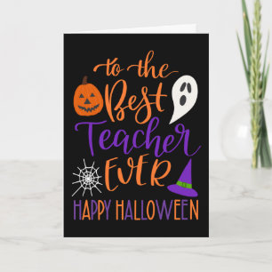 Carte Meilleur Prof Ever Halloween en Orange et Violet