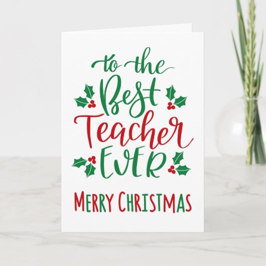 Carte Meilleur Professeur de Tous les Temps Joyeux Noël (Devant)