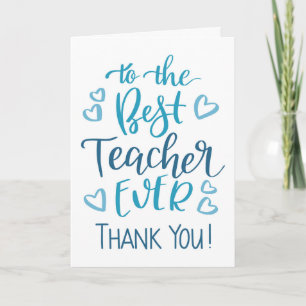 Carte Meilleur Professeur Ever Merci Typographie en Bleu