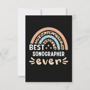 Carte Meilleur Sonographe jamais Leopard Rainbow Gift Ma