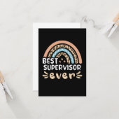 Carte Meilleur Superviseur jamais Leopard Rainbow Cadeau (Devant/Arrière en situation)