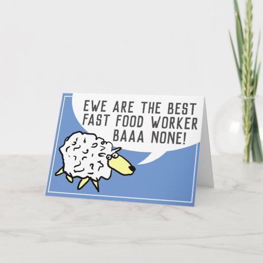 Carte Meilleur Travailleur de Restauration Rapide Sans É (Devant)