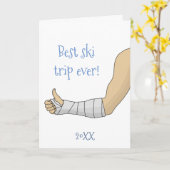 Carte Meilleur voyage en ski Ever Arm en cast Funny obte (Fleur jaune)