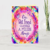 Carte Meilleure Amie Fleurie Rose Amusante Inspirante (Devant)