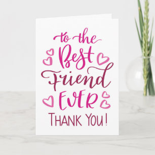 Carte Meilleure amie pour toujours Merci Typographie en
