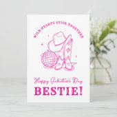 Carte Meilleure amie rose de l'Ouest Script Joyeuse Gale (Debout devant)