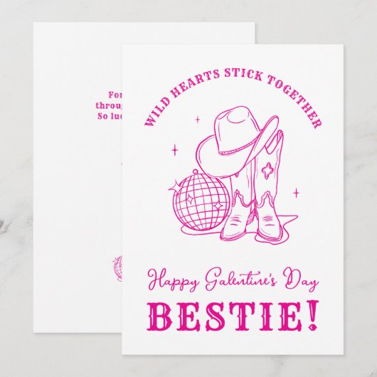 Carte Meilleure amie rose de l'Ouest Script Joyeuse Gale (Devant / Derrière)