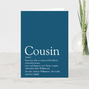 Carte Meilleure Cousine au Monde Définition Bleue
