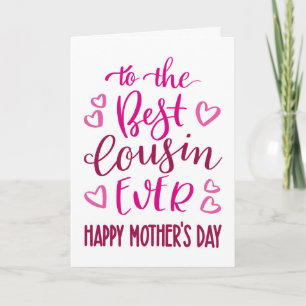 Carte Meilleure Cousine Ever Typographie pour la Fête de