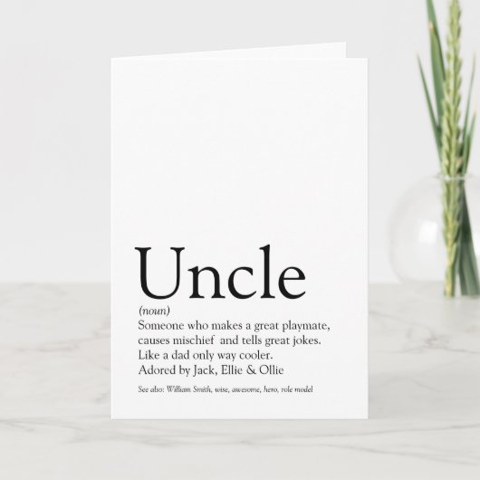 Carte Meilleure définition d'oncle Funcle au monde (Devant)
