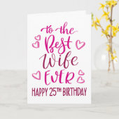 Carte Meilleure Épouse Jamais 25e Anniversaire Typograph (Fleur jaune)