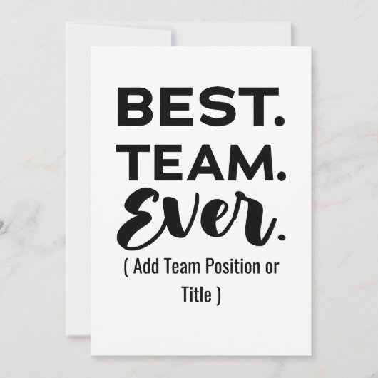 Carte Meilleure équipe, nom personnalisé ou tâche (Devant)