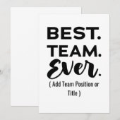 Carte Meilleure équipe, nom personnalisé ou tâche (Devant / Derrière)