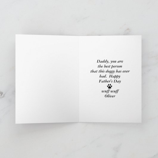 Carte Meilleure Fête des Pères Papa de Chien (Intérieur)