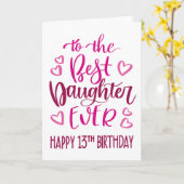 Carte Meilleure fille 13 Anniversaire de la typographie (Fleur jaune)