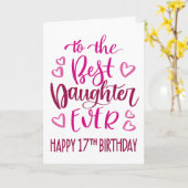 Carte Meilleure fille 17 Anniversaire de la typographie (Fleur jaune)