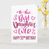 Carte Meilleure Fille de tous les temps 55 Typography d' (Fleur jaune)